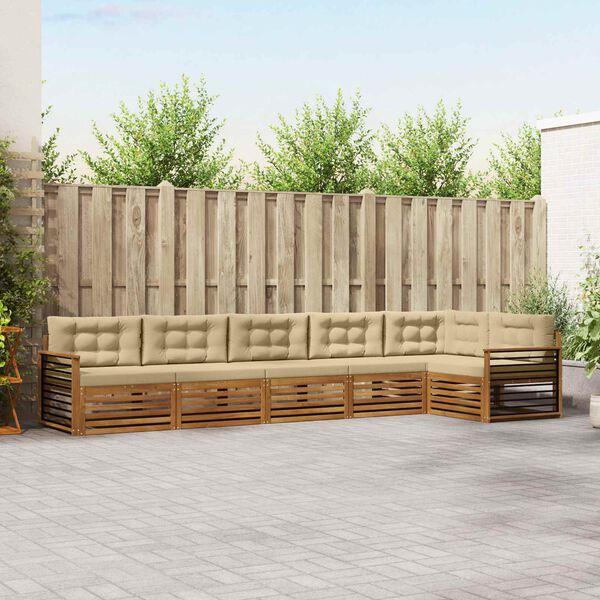 vidaXL Set de canapele de exterior cu pernă 6 pcs Natural și Bej