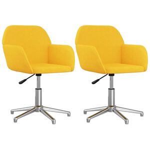 vidaXL Scaune de bucătărie pivotante, 2 buc., galben muștar, textil