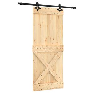 vidaXL Ușă glisantă Natural și Negru 85 x 210 cm Lemn de Pin Solid