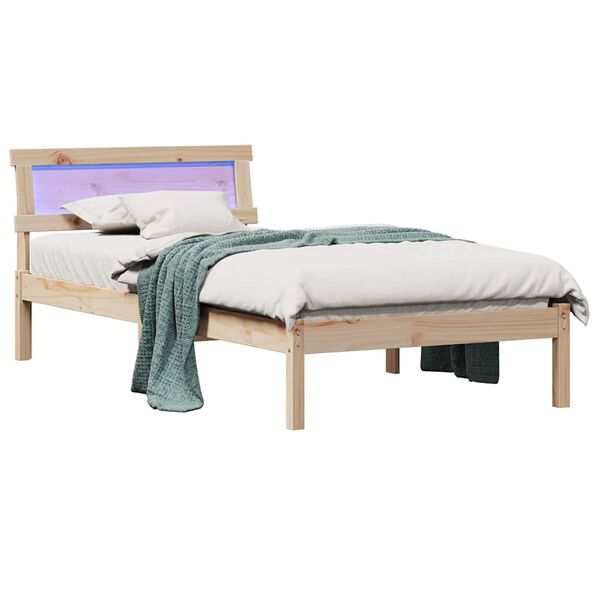 vidaXL Cadru de pat cu headboard Maro 90 x 190 cm Lemn de pin masiv
