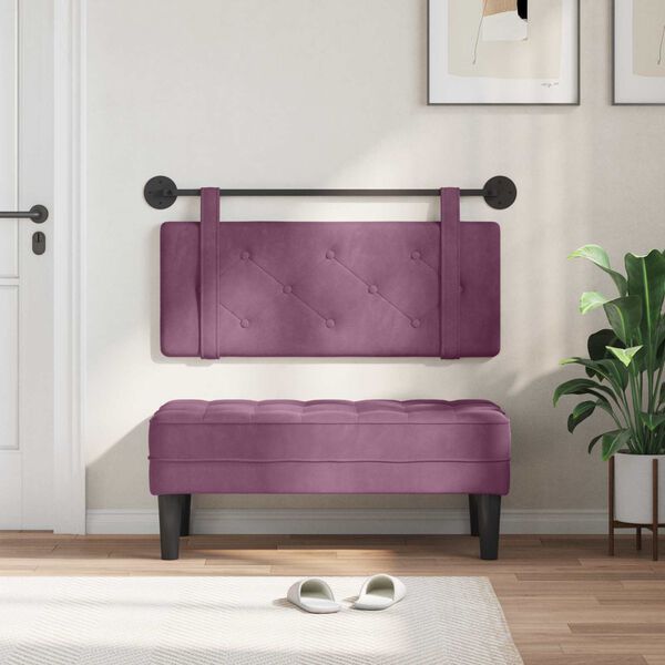 vidaXL Cap de pat suspendat Pe perete Violet 110 x 55 x 5 cm Catifea