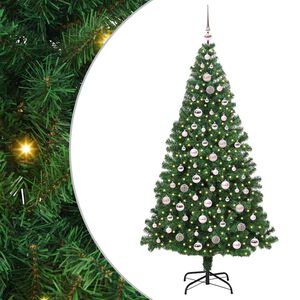 vidaXL Brad de Crăciun artificial Verde 210 cm PVC și Oțel și Plastic