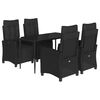 vidaXL Set mobilier de grădină cu perne, 5 piese, negru, poliratan