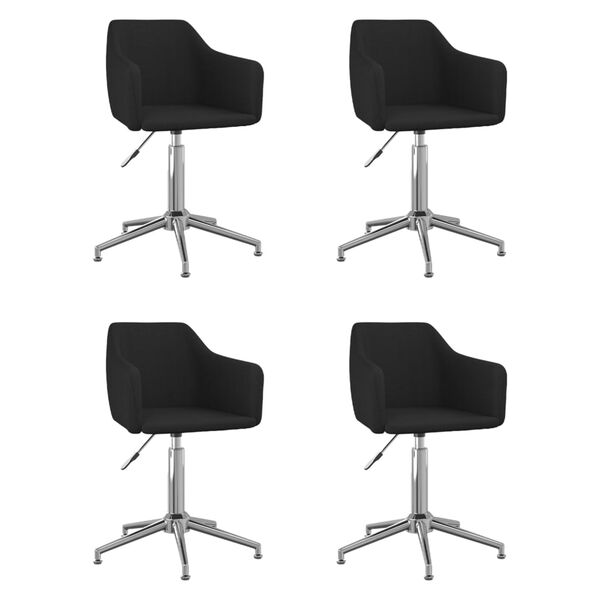 vidaXL Scaune de bucătărie pivotante, 4 buc., negru, material textil