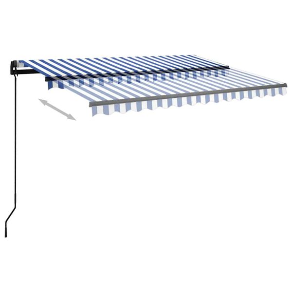 vidaXL Copertină retractabilă manual cu LED, albastru & alb 3,5x2,5 m