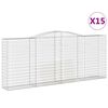 vidaXL Coș gabion arcuit, 15 buc, 400x50x160/180 cm, fier galvanizat