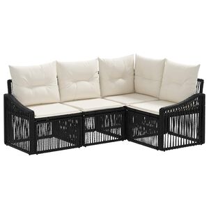 vidaXL Set de canapele pentru grădină 4 pcs Negru poliratan