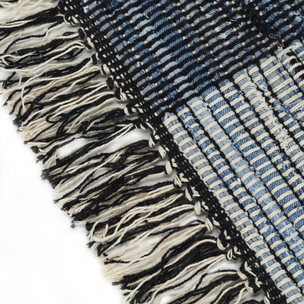 vidaXL Covor Chindi țesut manual, albastru, 120x170 cm, denim