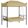 vidaXL Bancă balansoar de grădină cu baldachin, nisipiu,&nbsp;oțel