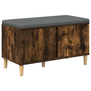 vidaXL Bancă pentru hol cu pernă cu ușă Stejar Afumat 80 x 38 x 46 cm