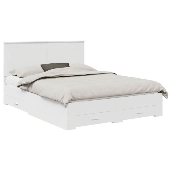vidaXL Cadru de pat cu headboard Alb 150 x 200 cm Lemn compozit