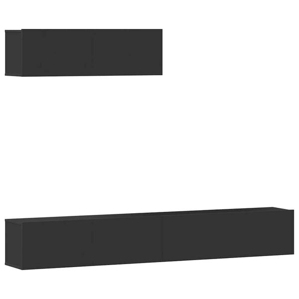 vidaXL Set dulapuri TV, 3 piese, negru, lemn prelucrat