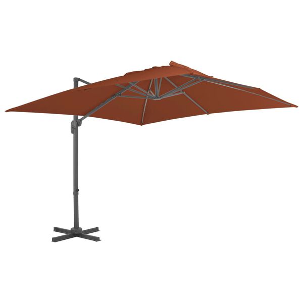 vidaXL Umbrelă de grădină cantilever cu stâlp din aluminiu, teracotă, 400x300 cm