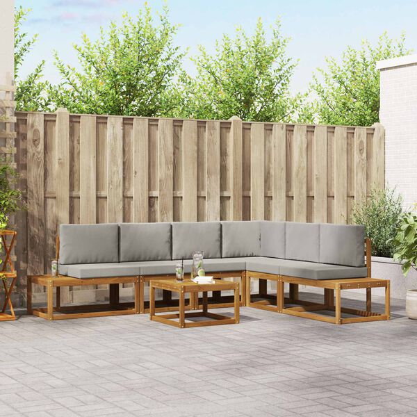 vidaXL Set de canapele de exterior 7 Bucată Gri natural și deschis