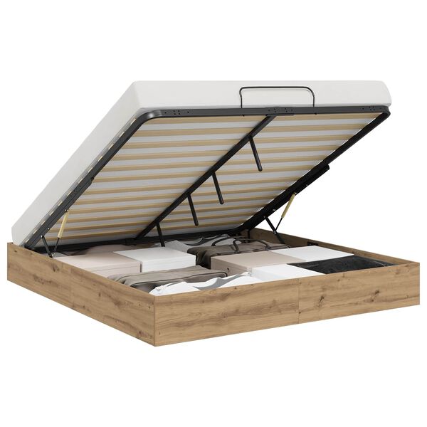 vidaXL Cadru de pat otoman Stejar artizanal 203 x 160 x 25 cm