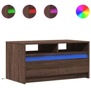 vidaXL Măsuță de cafea cu lumini LED, stejar maro, lemn prelucrat