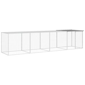 vidaXL Coteț pui cu acoperiș gri deschis 403x98x90 cm oțel galvanizat