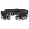 vidaXL Set de canapele de exterior cu pernă 11 pcs Negru Poliester