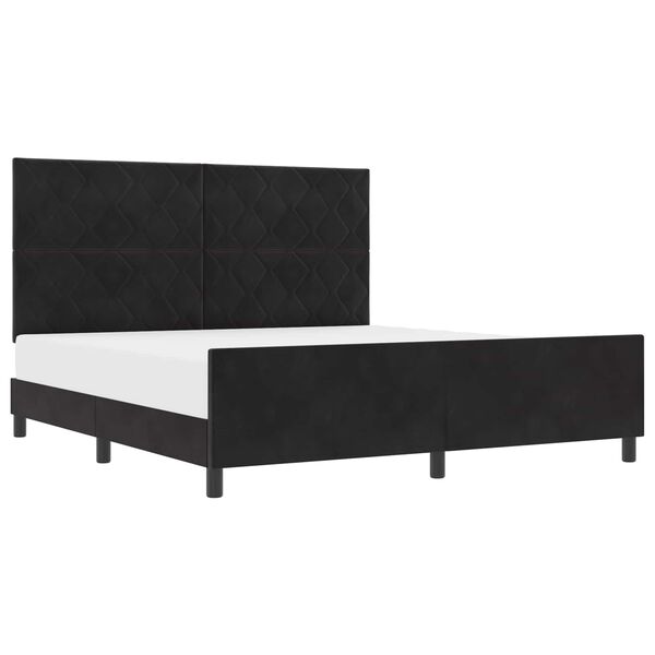 vidaXL Pat cu arcuri cu headboard Negru 180 x 200 cm Catifea