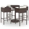 vidaXL Set mobilier bar de grădină cu perne, 5 piese, maro, poliratan