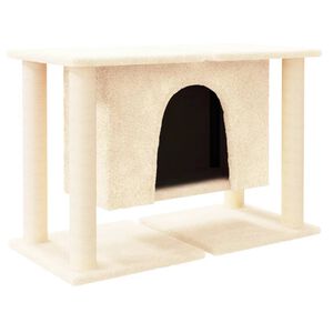 vidaXL Ansamblu de pisici cu st&acirc;lpi din funie de sisal, crem, 50 cm