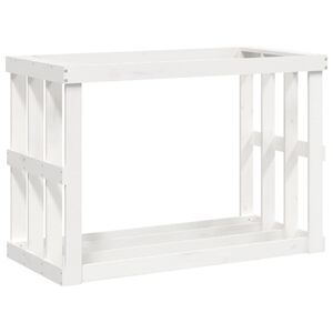 vidaXL Suport bușteni de exterior, alb, 108x52x74 cm, lemn masiv pin