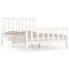 vidaXL Cadru de pat dublu, alb, 135x190 cm, lemn masiv de pin