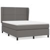 vidaXL Pat box spring cu saltea, gri, 140x190 cm, piele ecologică