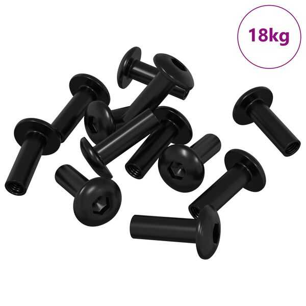 vidaXL Nuci cu M&acirc;neci 8451 pcs Negru Metal