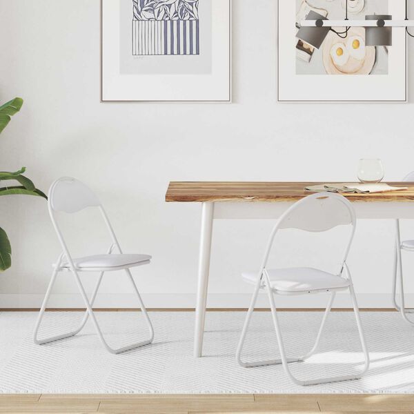 vidaXL Scaun pliant 2 pcs Alb și gri 48 x 43,5 x 81 cm