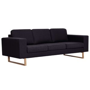 vidaXL Canapea cu 3 locuri, negru, material textil