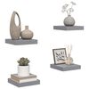 vidaXL Rafturi de perete, 4 buc., gri, 23 x 23,5 x 3,8 cm, MDF