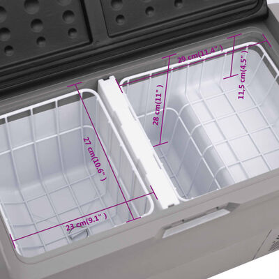 vidaXL Ladă frigorifică cu roată și adaptor, 36 L, negru&gri, PP & PE