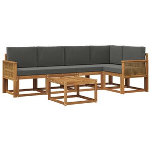 vidaXL Set de canapele de exterior cu pernă 6 pcs Natural și Antracit