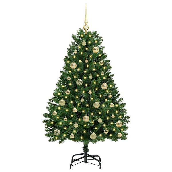 vidaXL Brad de Crăciun artificial cu 150 LED Verde 120 cm PVC și Metal