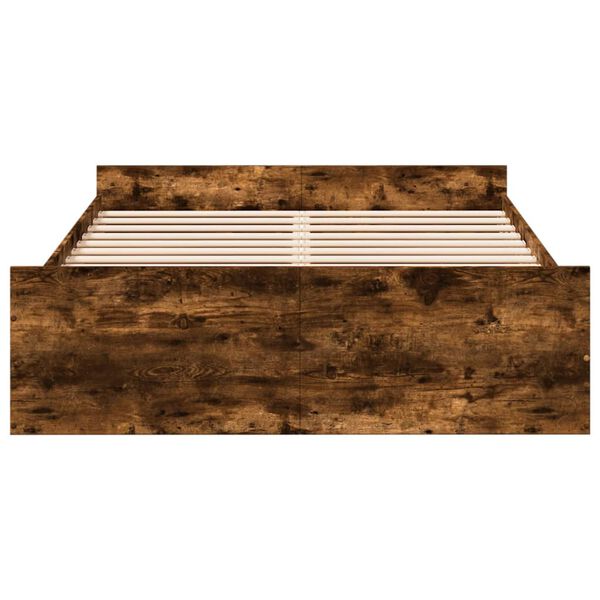 vidaXL Cadru pat cu sertare stejar fumuriu 120x200 cm lemn prelucrat