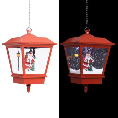 vidaXL Felinar suspendat cu LED și Moș Crăciun, roșu, 27x27x45 cm