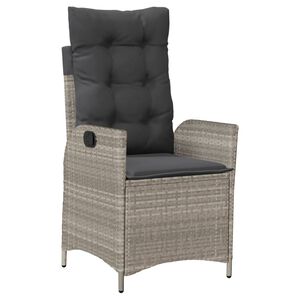 vidaXL Scaun de grădină rabatabil cu perne, gri deschis, poliratan