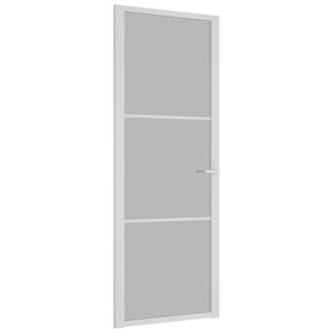 vidaXL Ușă de interior, 76x201,5 cm, alb, sticlă mată și aluminiu