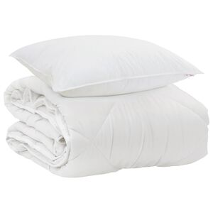vidaXL Duvet pentru Toate Sezoanele cu pernă 2 pcs Alb Microfibră