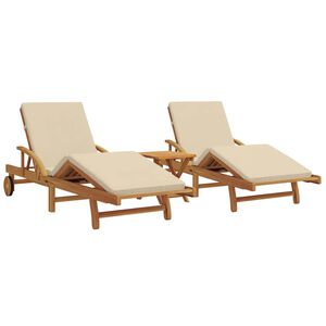 vidaXL Șezlong 3 buc. Lemn Solid de Acacia Bej