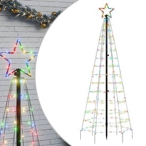 vidaXL Pom de Crăciun cu LED-uri cu v&acirc;rfuri 220 LED-uri colorate 180cm