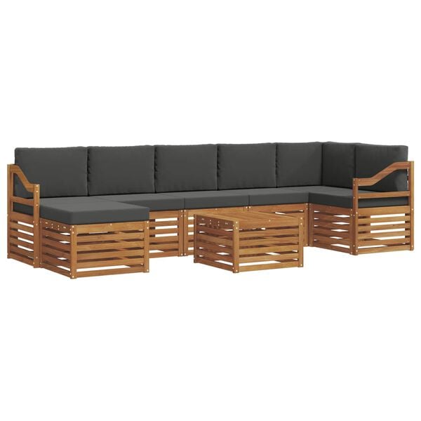 vidaXL Set canapea sectională cu pernă 8 pcs Natural și Antracit