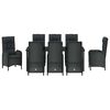 vidaXL Set de masă pentru grădină cu pernă 9 pcs Negru poliratan