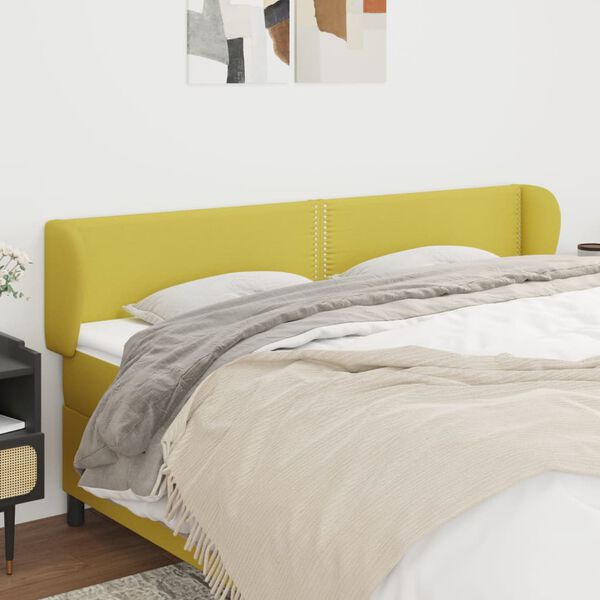 vidaXL Tăblie de pat cu aripioare, verde, 183x23x78/88 cm textil