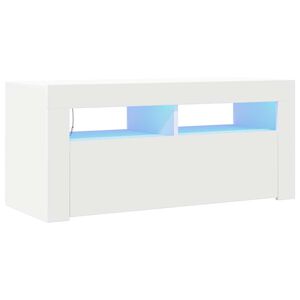 vidaXL Comodă TV cu lumini LED, alb, 90x35x40 cm
