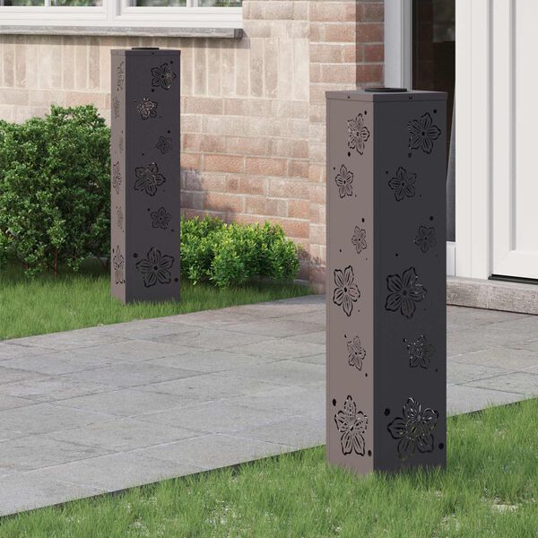 vidaXL Lumină LED Solară pentru Alei 2 pcs Negru Oțel laminat la rece