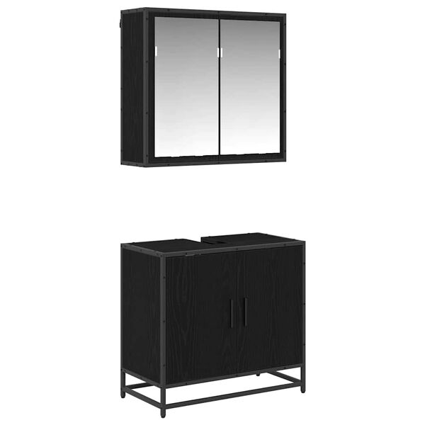 vidaXL Set de mobilier pentru baie 2 pcs Stejar Negru Lemn compozit