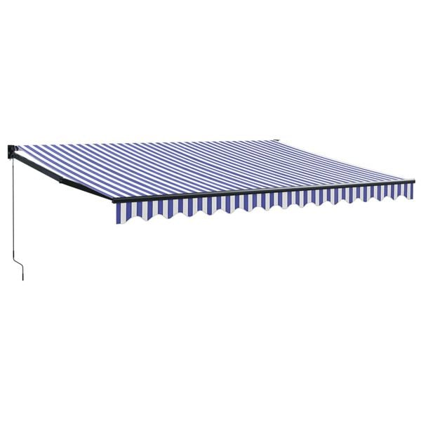 vidaXL Copertină retractabilă albastru/alb, 4x3 m, textil/aluminiu