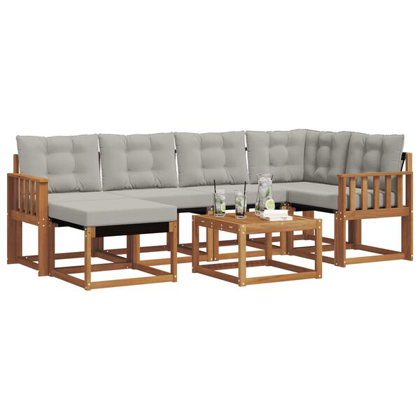 vidaXL Set de canapele de exterior 7 pcs Gri natural și deschis